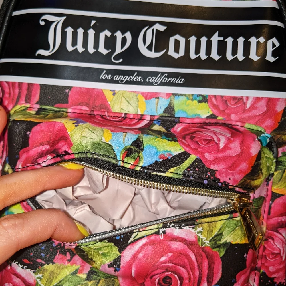 Nwt Juicy Couture Black Multi Rose Juicy Billboard SM Backpack - Picture 7 of 16